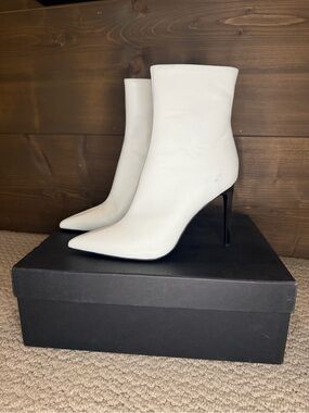 Rag & Bone White Pointed-Toe Stiletto Ankle Boots